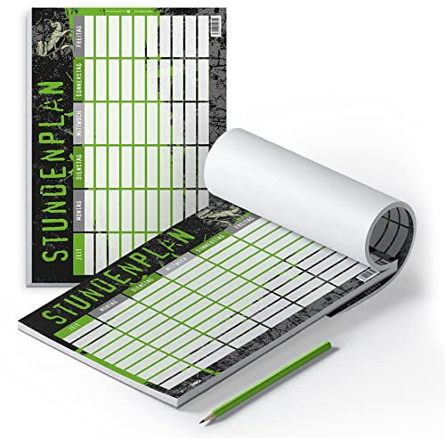 itenga Stundenplan DIN A4 als Block 25 Blatt Stundenplanblock stundenpläne (T-REX)