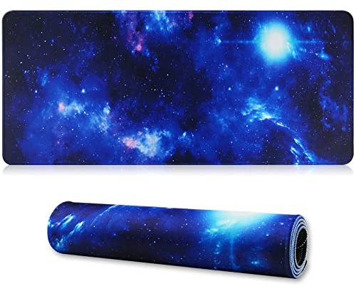 Jahosin Stor spelmusmatta med sydda kanter, [70 x 30 cm] utökad musmatta med halkfri naturlig gummibas för spelare/skrivbord/kontor/hem 70 x 30 Bluespace04