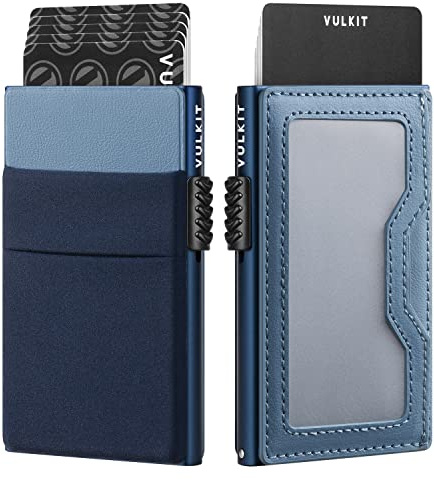 VULKIT Tarjetero de Crédito con Bolsillos EDC y Ventana de Identificación RFID Que Bloquea la Cartera de la Tarjeta Emergente Cartera Delgada de Metal