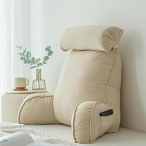 Miaogoo Lesekissen für Schlafsofa, bequemes Nackenkissen, gemütliches abnehmbares Rückenlehnenkissen, weiches Nackenstützkissen, Schmerzlinderung, Rückenkissen (Beige)