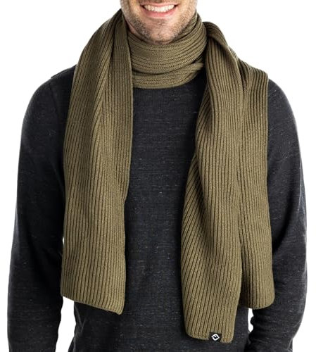 Funky Junque Schal für Herren Rippstrick Winter Schals Frauen Kaltes Wetter Unisex Dicker Langer Weicher Strickhalswärmer, Oliv/Blatt für mich (Leaf It to Me), Einheitsgröße