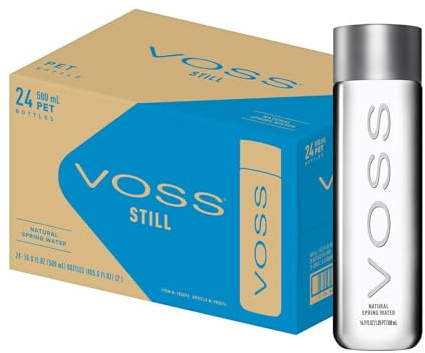 VOSS Premium Still Natural Water - Pure Drinking in High Grade PET Recyclable Bottle With Unique & Iconic Design - 24 Pack