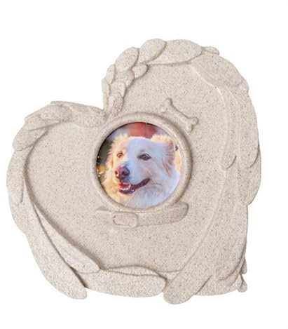 T TAKONE gravsten hund, harts hjärtformad minnessten hund, gravbilder väderbeständig, gräsmatta och trädgård minnestavla hund, gravsmycke hund