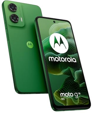 Motorola Moto g35 5G Smartphone (Robustes 6,72-FHD+-Display Dank Corning Gorilla Glass 3, 50-MP-Kamera, 8/128 GB, ultrastarker 5000-mAh-Akku, wasserabweisend) Leaf Green, inkl. Schutzcover