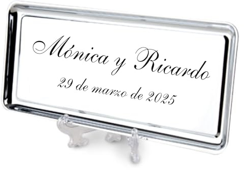 Bandeja Personalizada para Arras o Anillos de Boda o Aniversario con Nombres Novios y Fecha grabada