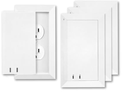 Socket Shield Child-Resistant Outlet Cover (4-Pack, White) | Duplex Standard Wall Plate | Sliding Locking Door | Quick & Easy Install | Patented | Made in USA
