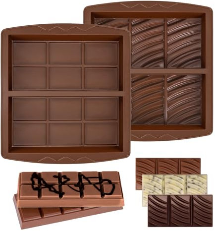 Stampo Cioccolato Tavoletta, 2 Pezzi Dubai Stampi Cioccolatini Silicone, Stampi Barrette Silicone (Stampi Cioccolatini C)