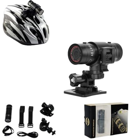 BSLVWG Caméra de casque 1080p, mini caméras d'action pour vélo, moto, grand angle de 120°, étanche, caméra de cyclisme, caméscope DV pour vélo/moto/escalade/équitation/ski