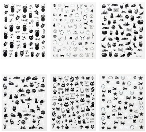 6 Pegatinas De Dibujos Animados, Lindas Pegatinas De Uñas, Arte De Uñas De Bricolaje, Decoraciones De Uñas.