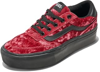 Vans Women's Brooklyn LS Platform Shoe | Chunky Low-Top Sneakers for Fashion, Work & Casual Wear, Velvet Dark Red, 11