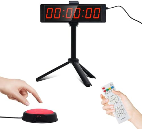 Ousmile Gym Timer, Reloj de Pared Digital 12/24H con Botón de Inicio/Parada, Temporizador Digital con Mando a Distancia, Cronometros Deportivos con Soporte y Temporizador de Intervalos para Fitness