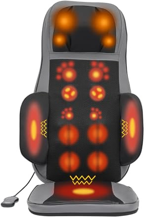 PromiseFly Massagesitzauflage Shiatsu Massageauflage, Rückenmassaggerät mit Wärmefunktion und Vibrationsfunktion, Massagematte für Hause und Büro