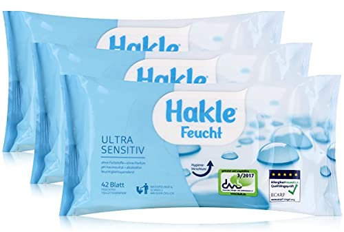 Hakle Feucht Ultra Sensitiv 42 Blatt Feuchtes Toilettenpapier Nachfüller (3er Pack)