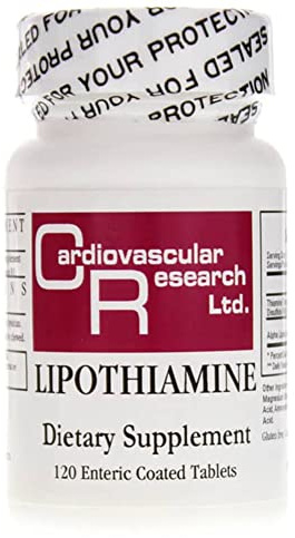 Cardiovascular Research Lipothiamine B Supplement 120 Tablets - Vitamin B1 Now with Alpha Lipoic Acid - 1 X 120 Count