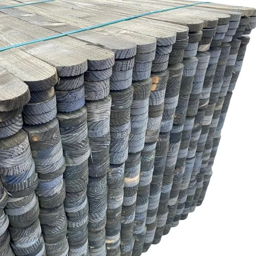 Premium Picket Garden Fencing Pales - Heavy Duty Treated Timber Wood (3'' x 4ft) - Individual Rounded Top Boards for DIY Garden & Outdoor Projects - Pack of 10 (Not Pre-Assembled Panels)