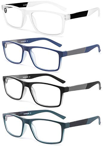DONGDI Blue Light Blocking Reading Glasses 4 Pack Computer Readers for Women Men,Anti Glare UV Ray Filter Eyeglasses… (4mix colors, 1.50)