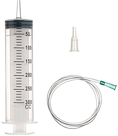 Grand seringue en plastique de 300 ml avec tuyau pour laboratoires scientifiques, arrosage de jardin, industrie (1, 300 ml)