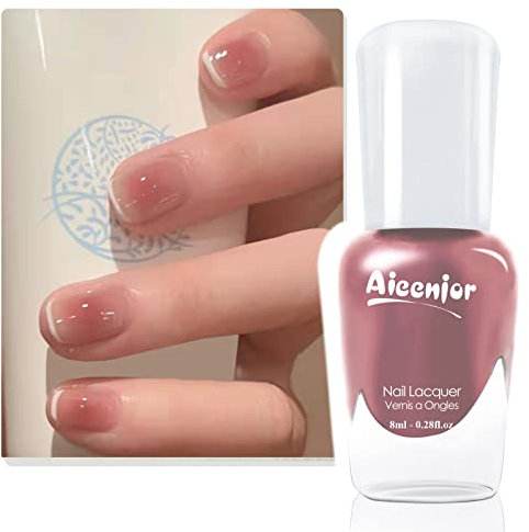 Aieenjor Vernis à Ongles Nude, Vernis FrançAis Nude Rose à Base D'Eau Pelable Non Toxique, Saint Valentin, Mariage, Fête, Quotidien, Jelly Nude Rose Nail Polish 8ml