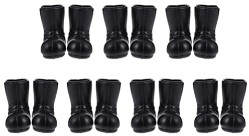 Ipetboom Mini Santa Boots - 7 Pairs Decorative Christmas Doll Shoes Model Small Gnome Shoes - Black Plastic Gnomes Santa Claus Tiny Boot for Crafts Decor Dollhouse Ornaments Costume Accessories