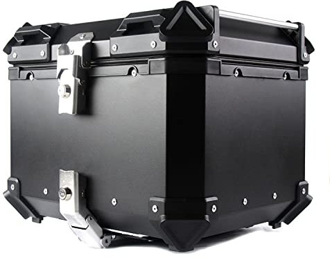 WNANCH Top Case Roller Koffer Aluminium Motorradkoffer Halterung 28L 36L 45L 55L 65L 80L 100L Heckkoffer Für Roller, Motorrad, Mofa & Quad (Color : Schwarz, Size : 55L)