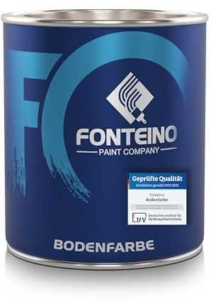 Fonteino Bodenfarbe Bodenbeschichtung Betonfarbe Betonbodenfarbe Kellerboden, geruchsarm - Rustikalrot 750ml