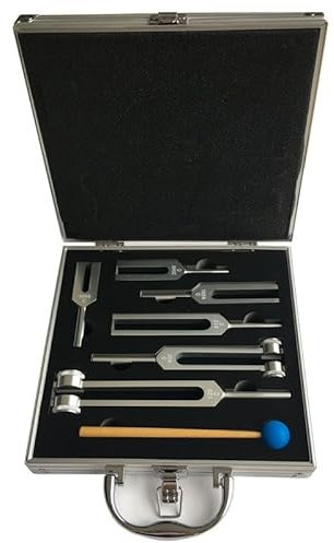 Professionelles Stimmgabel-Set aus Aluminium für Klangheilung, Musikinstrument, mit Koffer und Hammer, Stressabbau, 128 Hz - 4096 Hz, 6 Stück