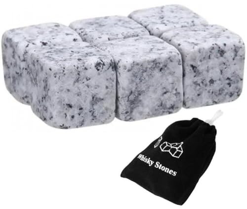 6 Pièces Pierres À Whisky Roches De Refroidissement en Granit Sirotant Un Glaçon Réutilisable Glaçon Whisky Pierres De Refroidissement pour Bar Refroidisseur À Vin