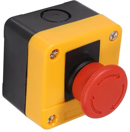 Nimomo Interruptor de Parada de Emergencia, Botón de Emergencia, 660V 10A Carcasa de Plástico Señal Roja Interruptor de Botón Pulsador de Seta de Parada Nuevo
