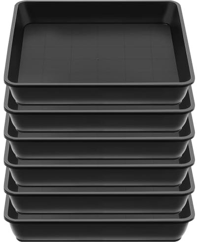 Sibosen Lot de 6 soucoupes carrées en plastique pour intérieur et extérieur sans trous - 35 cm