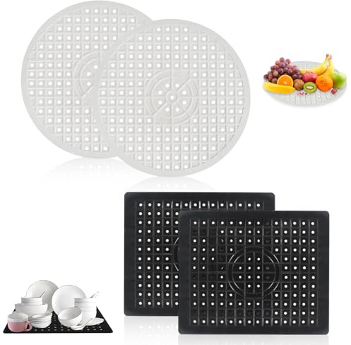 QYRDBGY Lot de 4 tapis d'évier en caoutchouc antidérapant - Découpable - Tapis de drainage pour évier de salle de bain et cuisine