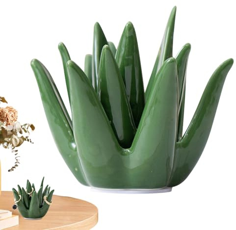 Aloe Ringhållare - Keramik Smycken Display Hållare Och Växt Formad Organisatör | Smyckeskrin För Armband Örhängen Halsband Hållare Prydnadsföremål Bröllop Födelsedag