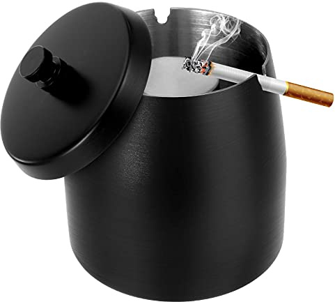 Inox con coperchio antivento e antiodore, adatto per terrazze, uffici, semplice, pratico, mantiene l'ambiente pulito