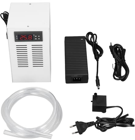 Luocute Enfriador de Acuario, de Refrigeración y Calefacción 2 en 1 de 72 W para Pecera de 20 L, con Manguera de Agua y Bomba, Funcionamiento Silencioso 30-35 DB Enfriamiento Rápido (Enchufe de la UE)