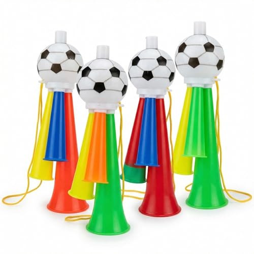 4 Pcs Vuvuzela Hörner Stadiontrompeten Laute wiederverwendbare Lärminstrumente aus Kunststoff Fan Hörner für Fußballstadien Trompetenzubehör Für Fußballfans Sportveranstaltungen Anfeuerungs Requisiten