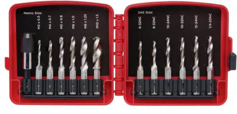 Neiko 10059A 13-Piece Combination Drill and Tap Bit Set, SAE & Metric, Quick Change Adapter