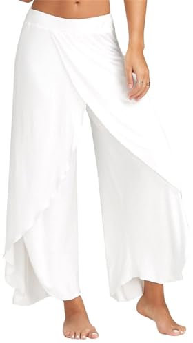 Yigoo Hosen Damen Sporthose Yogahosen Sport Pumphose Haremshose Leichte Sommerhose Marlene Hose Weiß L