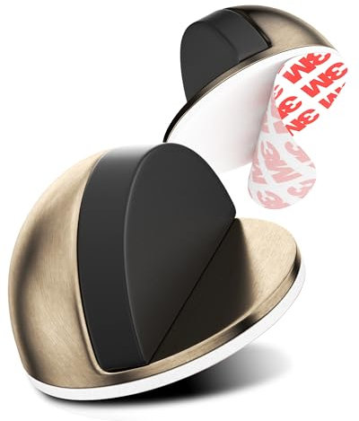 LouMaxx Türstopper Edelstahl Boden - Bodentürstopper selbstklebend in Messing Optik - vermeidet als Türpuffer Beschädigungen an Tür und Wand - ein Türstopper ohne Bohren 2 Stück