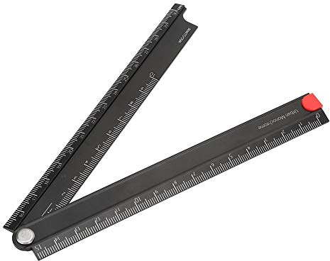 Folding Aluminum Alloy Ruler 0-300mm Measurement Range, Simple Angle 90 Metal Stationery for Artists, Construction Workers, Designers, Carpenters