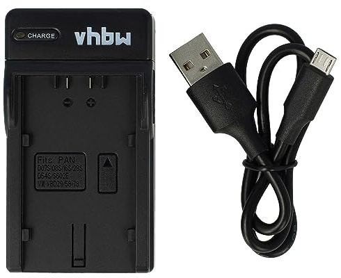 vhbw Cargador Micro-USB Compatible con Panasonic NV-DS30EG | NV-DS30A, NV-DS33, NV-DS37, NV-DS35 cámara videocámara/batería + cable Micro-USB + LED