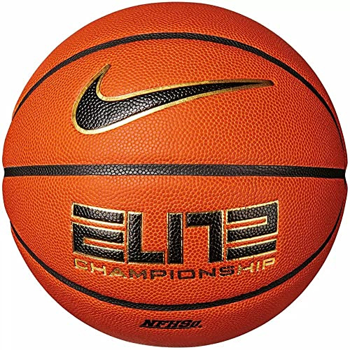 Nike Elite Championship Basketball 8P 2.0 – Premium Indoor Outdoor Basketball – Competition Basketball – Delivered Deflated, Amber/Black/Metallic Gold/Black, 7