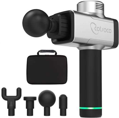 Jancane Massagepistole, 5-Gang-Auswahl, kabelloses Handmassagegerät für Tiefengewebe und Muskeln, Percussion-Massagegerät mit Quiet-Glide-Technologie – Silber