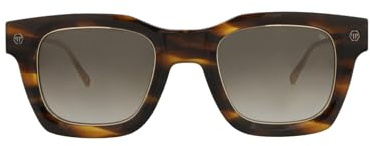 Philipp Plein Herren Spp105m Sonnenbrille, Glänzend gestreift, braun Havana, 50