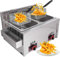 Stainless Steel LPG Fryer - Powerful Large Capacity Gas Fryer for Home & Commercial Use, Adjustable Firepower, Includes Baskets and Lids; Ideal for Chips,Donuts