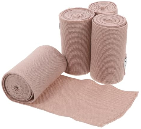 GOOHOCHY 4pcs Cotton Elastic Bandage Wraps Sports Wrap Stretch Compression Gauze Tape