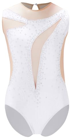 RUNQHUI Body da ginnastica per bambini con strass senza maniche Bodysuit Danza Classica Balletto Leotard Vestito Pattinaggio Artistico