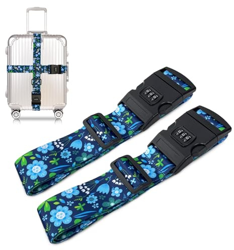 Suweir Set de Correas para Maleta con Cerradura de Combinación Correa de Maleta Llamativa Correa para Equipaje Correa para Maleta 5x180cm Correa para Maleta Ajustable Accesorios para Maleta para