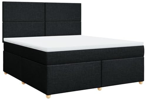 Eleganz Boxspringbett mit Matratze 180x200 cm - Modernes Stoffbett für Schlafzimmer | Bequem & Langlebig | Ideal für Erholsamen Schlaf | Schwarz