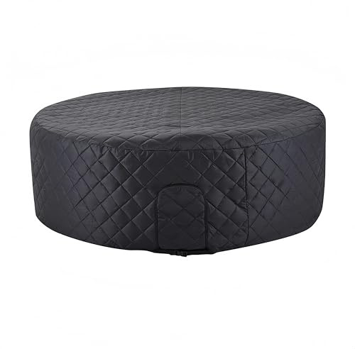 Isolerat uppblåsbart utomhusbad termoskydd med dragkedjedörr, 208 x 70 cm, rund, silkeslen, quiltad bomull, utomhus spaskydd för kallt väder, solskydd, vinter (rund)