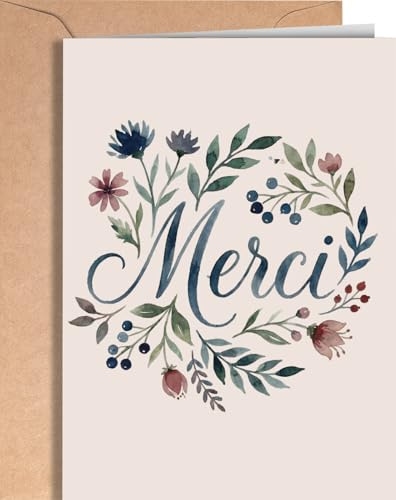 Carte Remerciement Individuelle - Cadeau Merci - Carte Merci Coach, Maîtresse, Nounou, pour les Infirmières, les Médecins, les Mariages, les Fêtes de Bébé - Intérieur vierge - EU 305