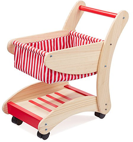 howa Einkaufswagen für Kinder aus Holz Natur/rot 48821